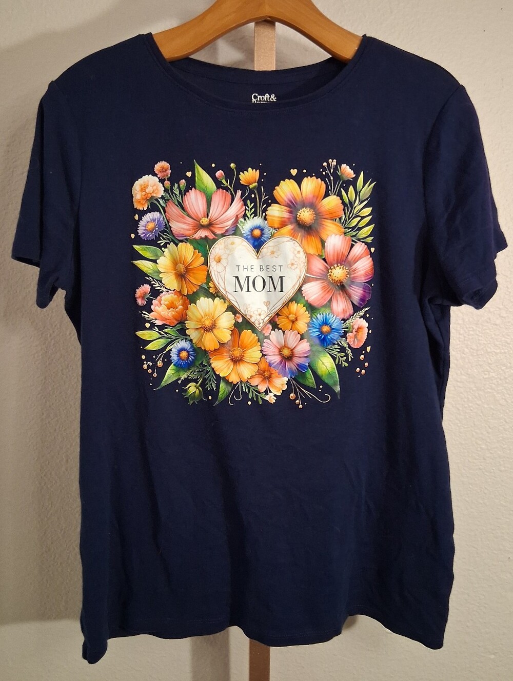 Croft And Barrow Best Mom T Shirt Navy Medium